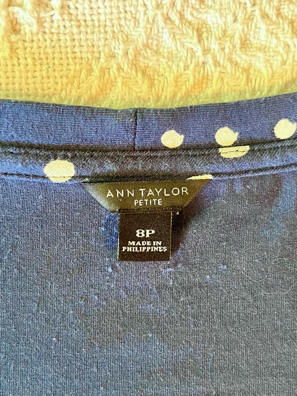 Ann Taylor Navy Blue and White Polka Dot Wrap Midi Dress - Picture 4 of 7